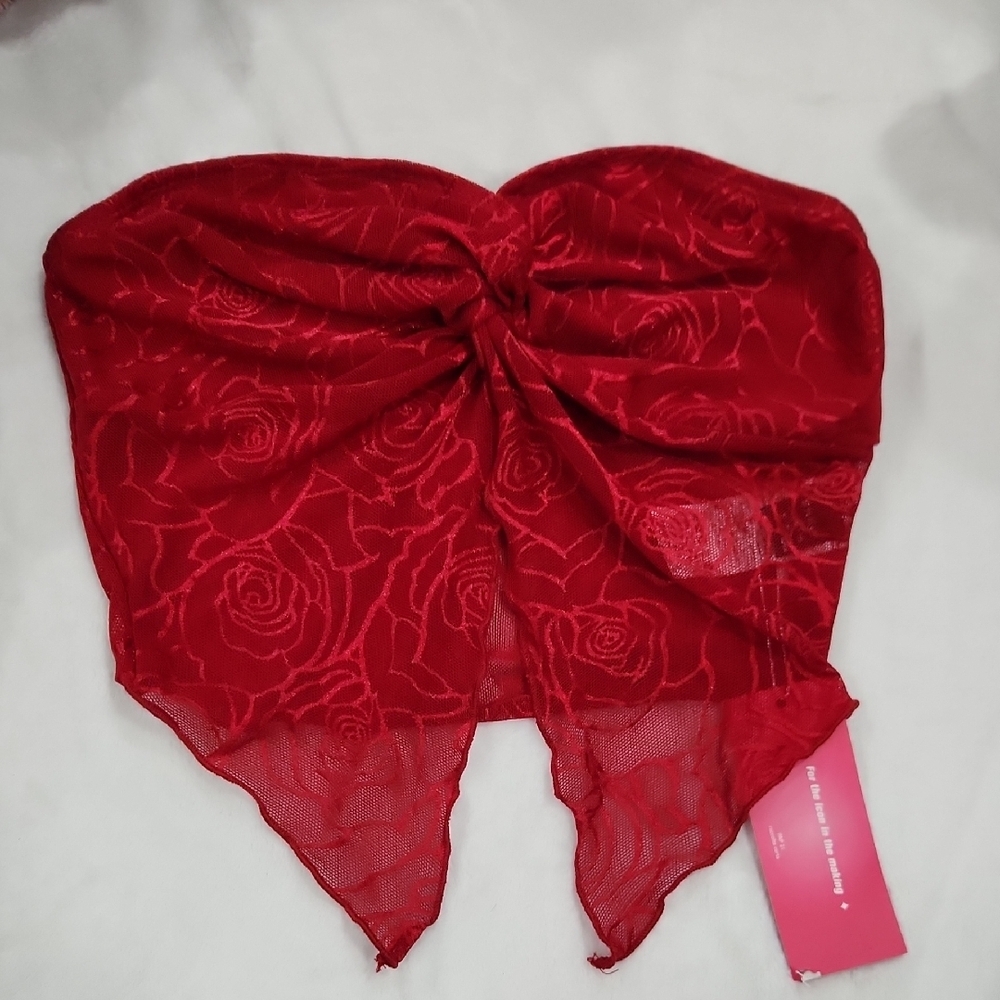SHEIN Red Lace Top